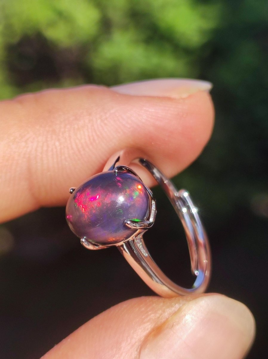 Ethiopian Opal AAA - 925 Silber Ring verstellbar - Edelstein Heilstein Energie Kraft Vintage Frauen Ring Hochwertig Geschenk Sie Frau Mutter - Art of Nature Berlin