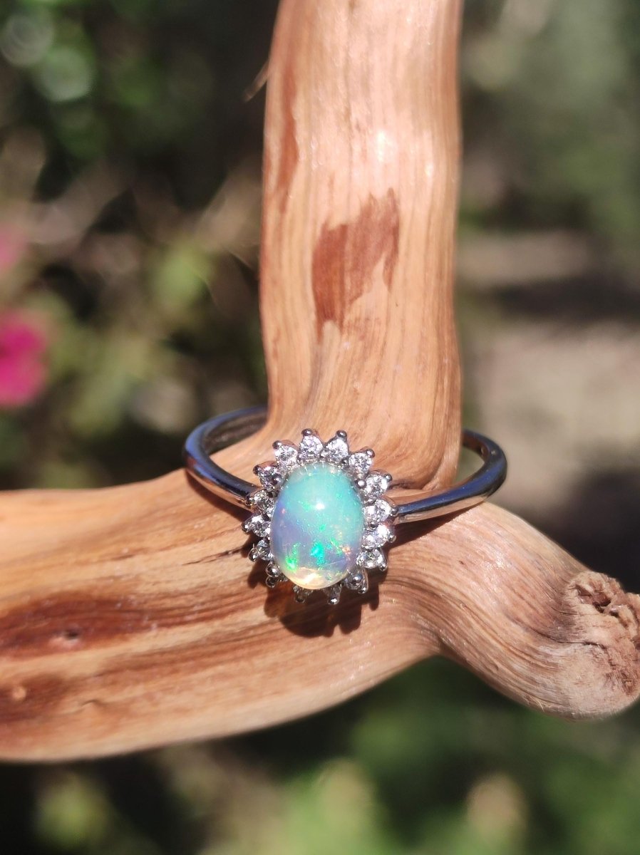 Ethiopian Opal AAA - 925 Silber Ring verstellbar - Edelstein Heilstein Energie Kraft Vintage Frauen Ring Hochwertig Geschenk Sie Frau Mutter - Art of Nature Berlin