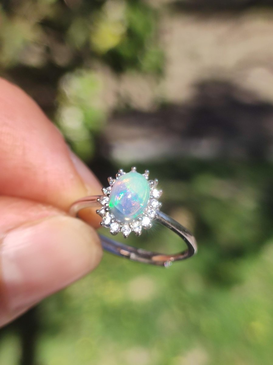 Ethiopian Opal AAA - 925 Silber Ring verstellbar - Edelstein Heilstein Energie Kraft Vintage Frauen Ring Hochwertig Geschenk Sie Frau Mutter - Art of Nature Berlin