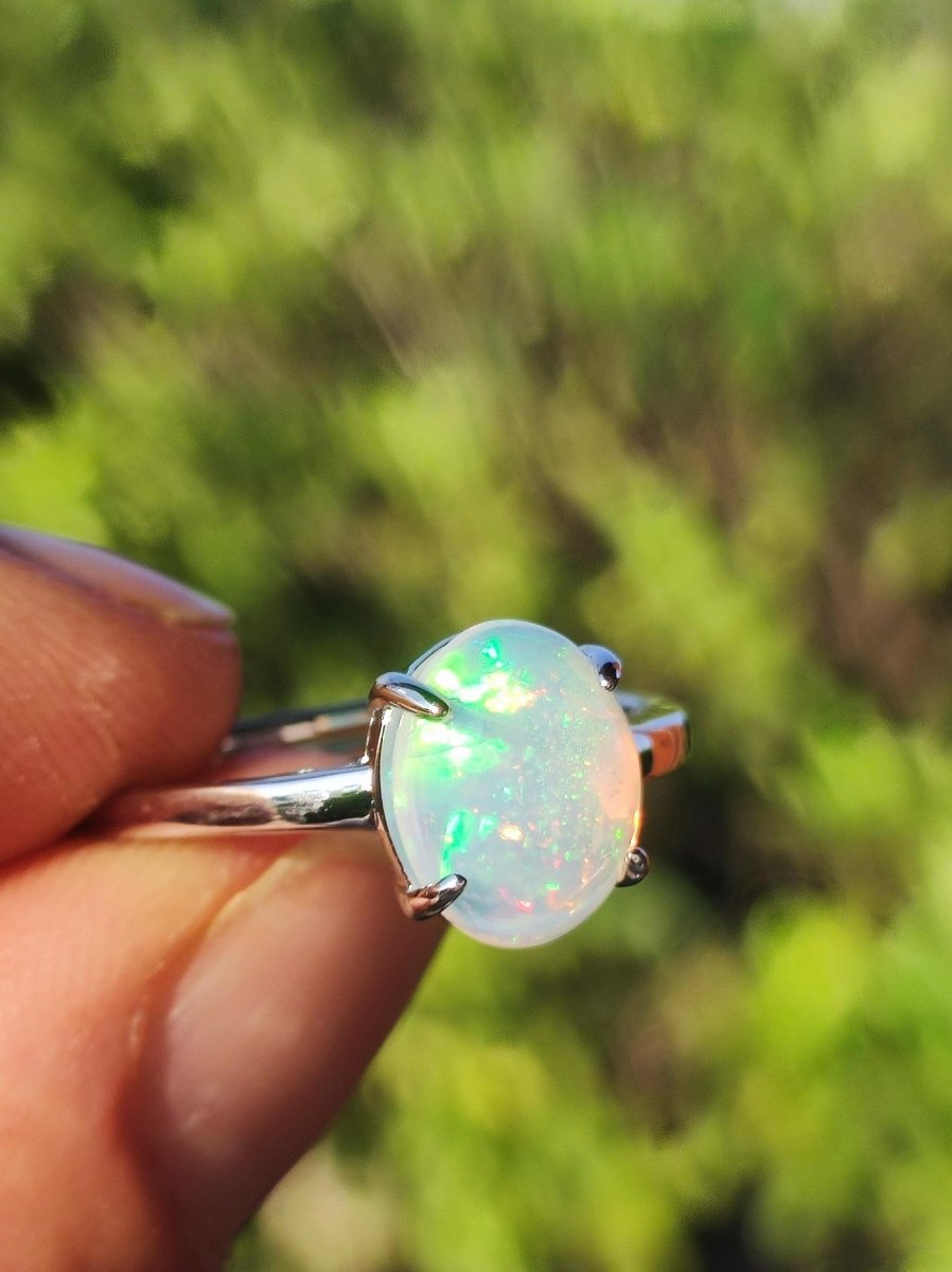Ethiopian Opal AAA - 925 Silber Ring verstellbar - Edelstein Heilstein Energie Kraft Vintage Frauen Ring Hochwertig Geschenk Sie Frau Mutter - Art of Nature Berlin