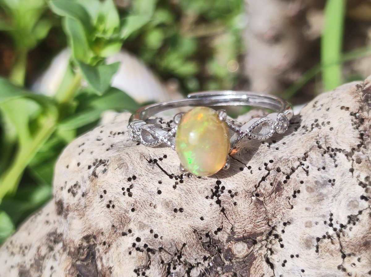 Ethiopian Opal AAA - 925 Silber Ring verstellbar - Edelstein Heilstein Energie Kraft Vintage Frauen Ring Hochwertig Geschenk Sie Frau Mutter - Art of Nature Berlin