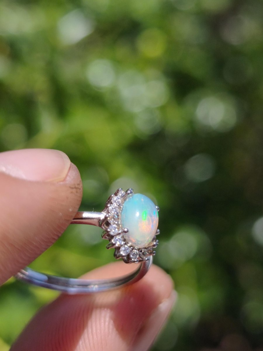 Ethiopian Opal AAA - 925 Silber Ring verstellbar - Edelstein Heilstein Energie Kraft Vintage Frauen Ring Hochwertig Geschenk Sie Frau Mutter - Art of Nature Berlin