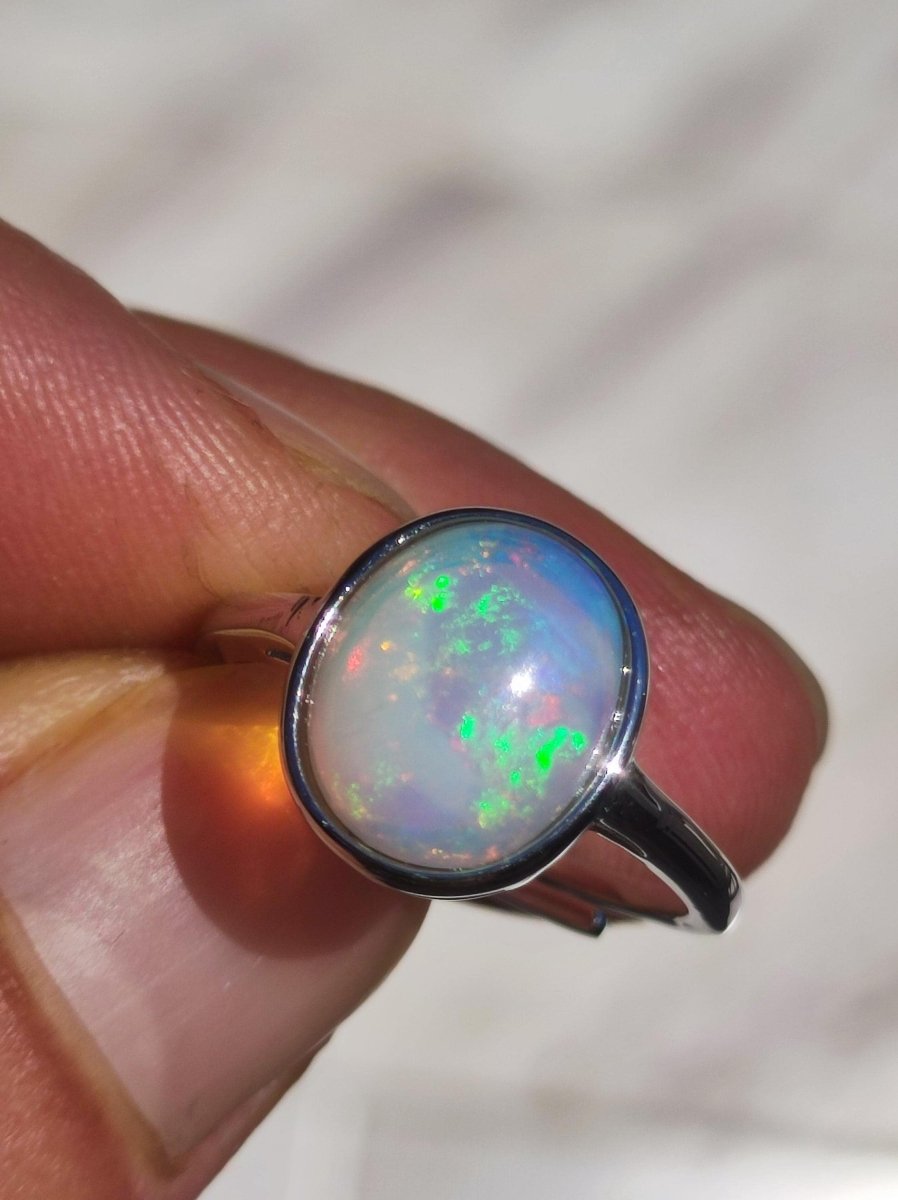 Ethiopian Opal AAA - 925 Silber Ring verstellbar - Edelstein Heilstein Energie Kraft Vintage Frauen Ring Hochwertig Geschenk Sie Frau Mutter - Art of Nature Berlin