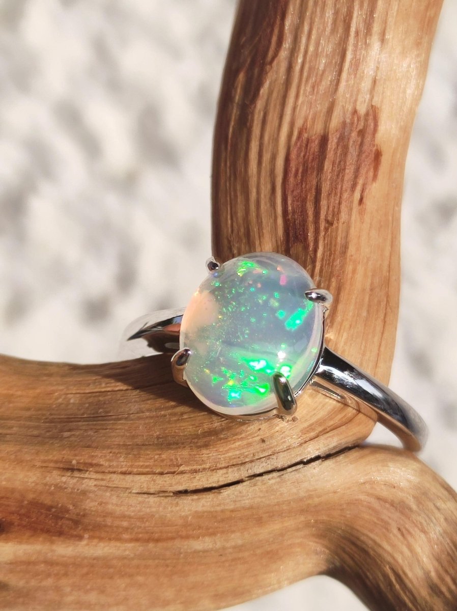 Ethiopian Opal AAA - 925 Silber Ring verstellbar - Edelstein Heilstein Energie Kraft Vintage Frauen Ring Hochwertig Geschenk Sie Frau Mutter - Art of Nature Berlin