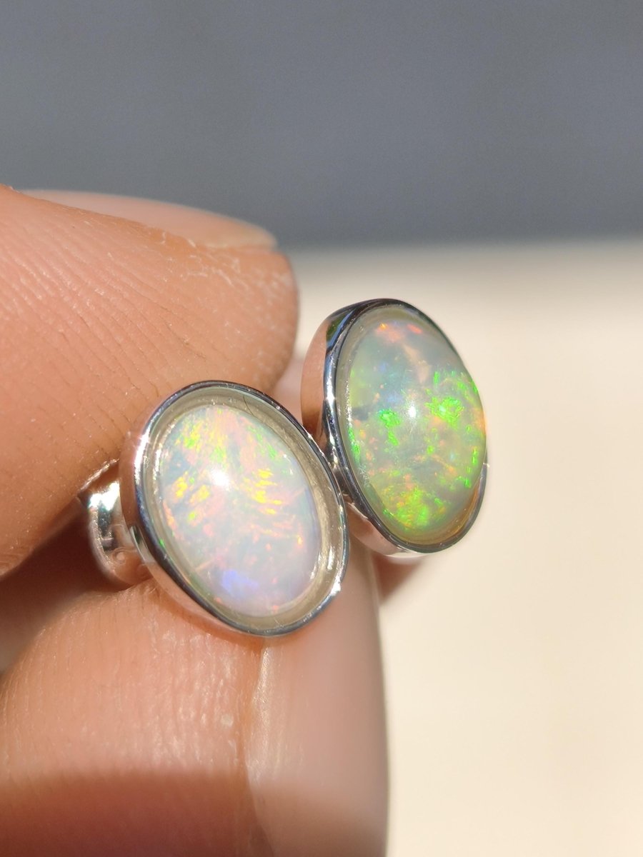 Ethiopian Opal AAA - 925 Sterling Silber Ohrstecker bunt Ohrringe Edelstein Heilstein Energie Frau Geschenk Schmuck Hochwertig Edel Rarität - Art of Nature Berlin