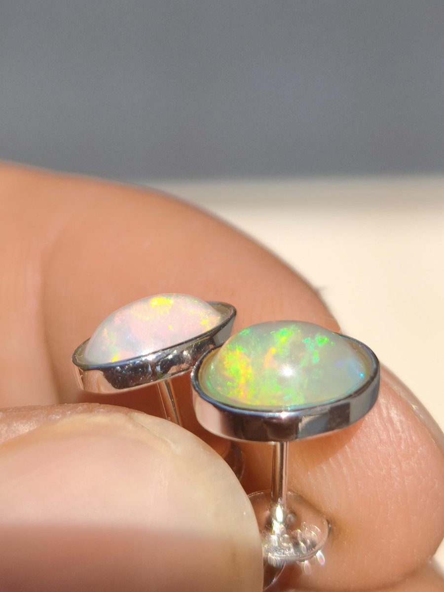 Ethiopian Opal AAA - 925 Sterling Silber Ohrstecker bunt Ohrringe Edelstein Heilstein Energie Frau Geschenk Schmuck Hochwertig Edel Rarität - Art of Nature Berlin
