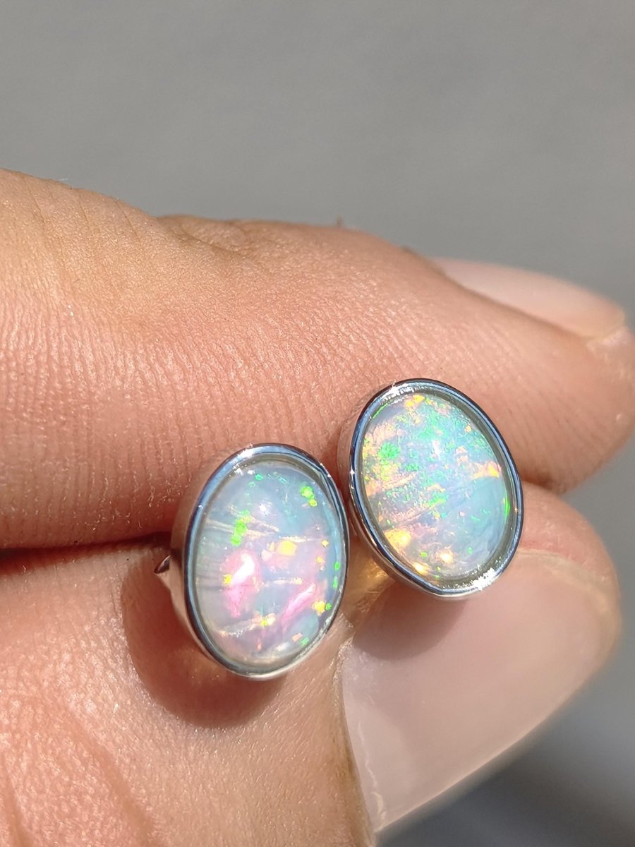 Ethiopian Opal AAA - 925 Sterling Silber Ohrstecker bunt Ohrringe Edelstein Heilstein Energie Frau Geschenk Schmuck Hochwertig Edel Rarität - Art of Nature Berlin
