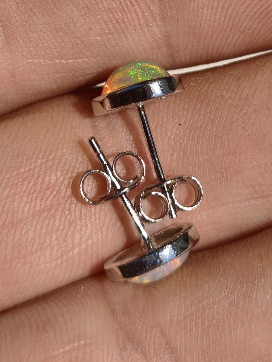 Ethiopian Opal AAA - 925 Sterling Silber Ohrstecker bunt Ohrringe Edelstein Heilstein Energie Frau Geschenk Schmuck Hochwertig Edel Rarität - Art of Nature Berlin