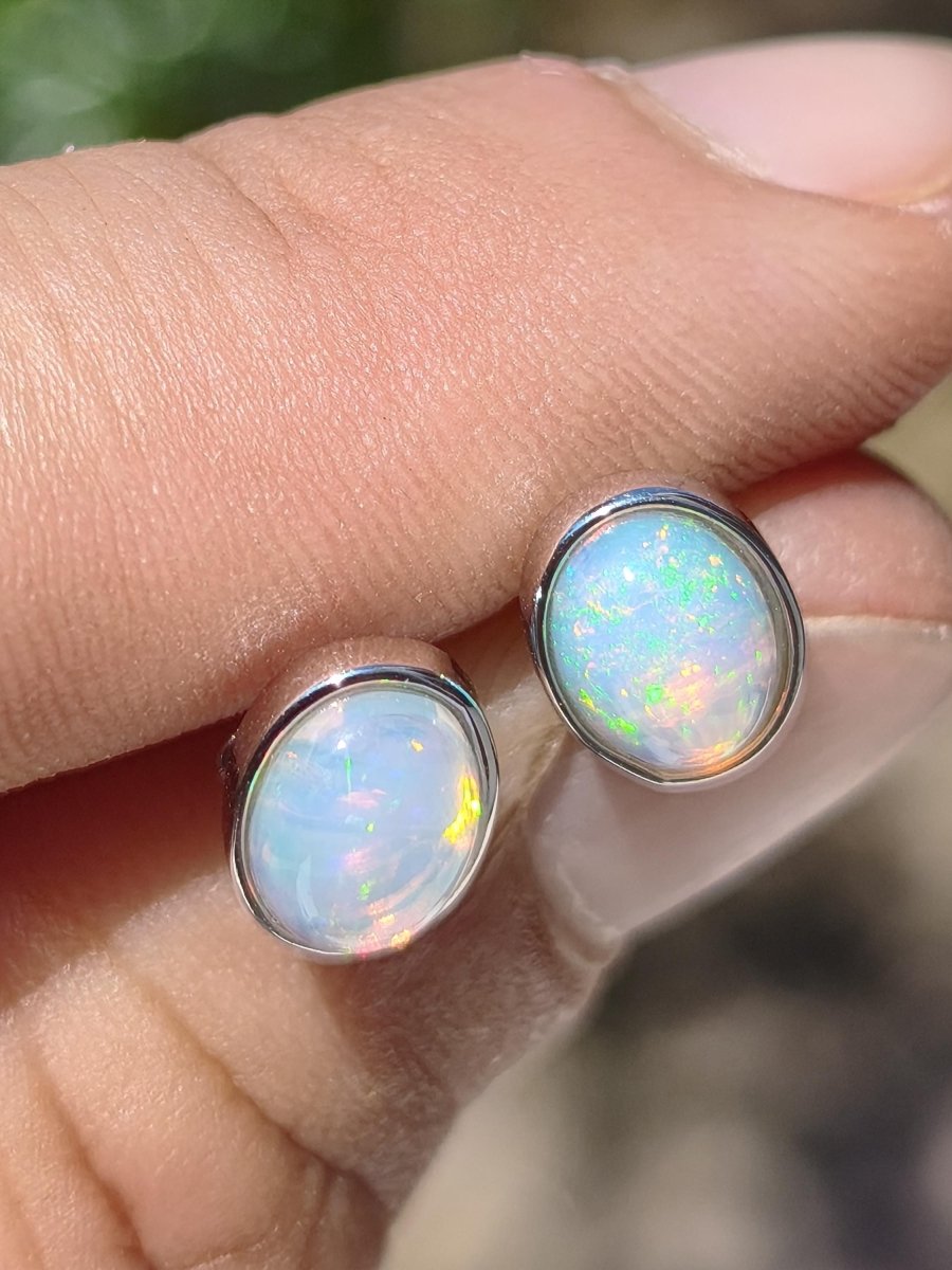 Ethiopian Opal AAA - 925 Sterling Silber Ohrstecker bunt Ohrringe Edelstein Heilstein Energie Frau Geschenk Schmuck Hochwertig Edel Rarität - Art of Nature Berlin