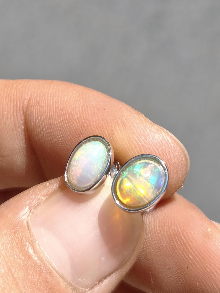Ethiopian Opal AAA - 925 Sterling Silber Ohrstecker bunt Ohrringe Edelstein Heilstein Energie Frau Geschenk Schmuck Hochwertig Edel Rarität - Art of Nature Berlin