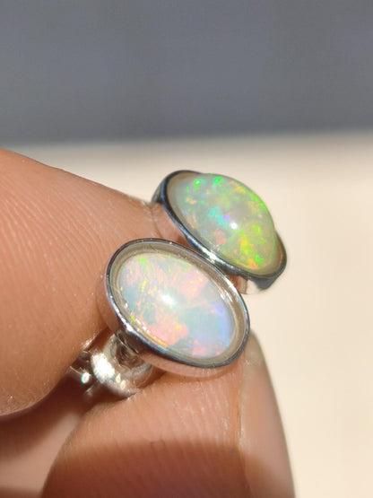 Ethiopian Opal AAA - 925 Sterling Silber Ohrstecker bunt Ohrringe Edelstein Heilstein Energie Frau Geschenk Schmuck Hochwertig Edel Rarität - Art of Nature Berlin