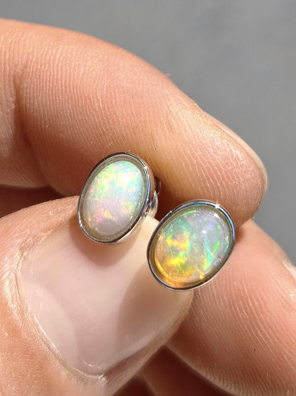 Ethiopian Opal AAA - 925 Sterling Silber Ohrstecker bunt Ohrringe Edelstein Heilstein Energie Frau Geschenk Schmuck Hochwertig Edel Rarität - Art of Nature Berlin