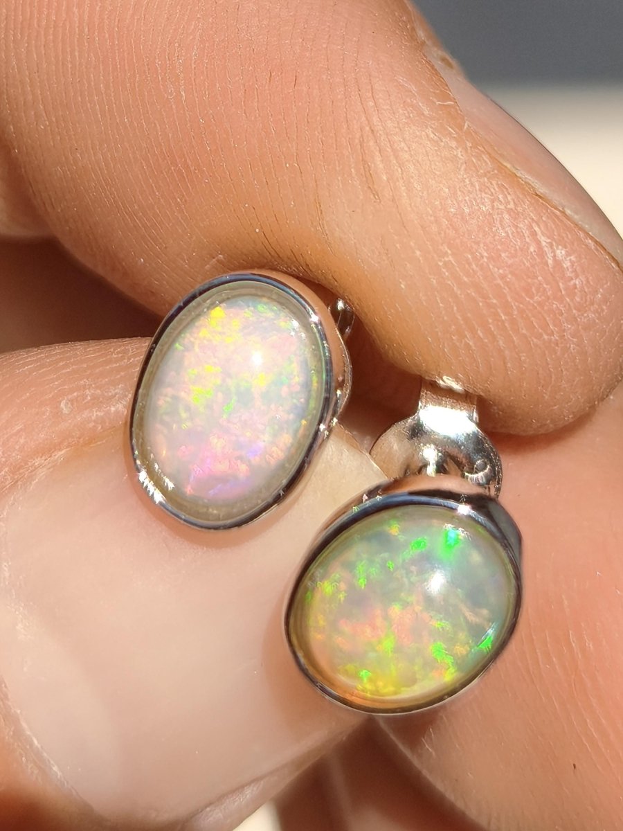 Ethiopian Opal AAA - 925 Sterling Silber Ohrstecker bunt Ohrringe Edelstein Heilstein Energie Frau Geschenk Schmuck Hochwertig Edel Rarität - Art of Nature Berlin
