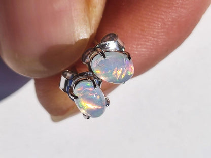 Ethiopian Opal AAA - 925 Sterling Silber Ohrstecker bunt Ohrringe Edelstein Heilstein Energie Frau Geschenk Schmuck Hochwertig Edel Rarität - Art of Nature Berlin
