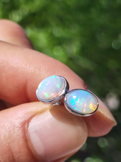 Ethiopian Opal AAA - 925 Sterling Silber Ohrstecker bunt Ohrringe Edelstein Heilstein Energie Frau Geschenk Schmuck Hochwertig Edel Rarität - Art of Nature Berlin