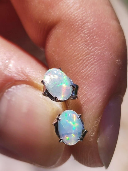Ethiopian Opal AAA - 925 Sterling Silber Ohrstecker bunt Ohrringe Edelstein Heilstein Energie Frau Geschenk Schmuck Hochwertig Edel Rarität - Art of Nature Berlin