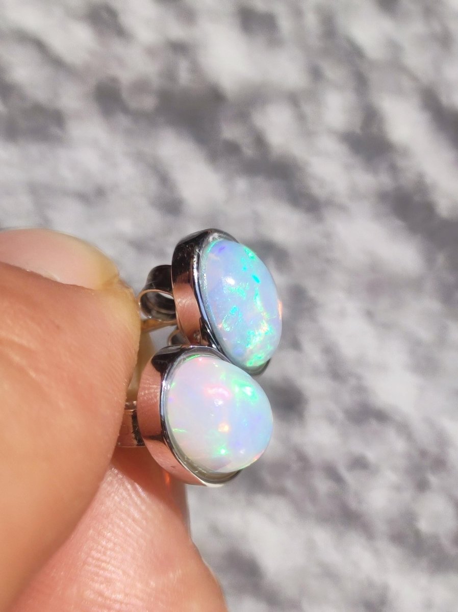 Ethiopian Opal AAA - 925 Sterling Silber Ohrstecker bunt Ohrringe Edelstein Heilstein Energie Frau Geschenk Schmuck Hochwertig Edel Rarität - Art of Nature Berlin