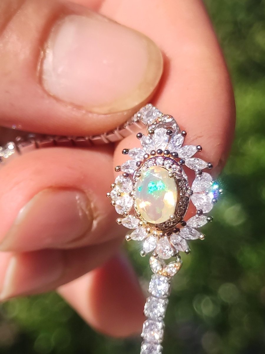 Ethiopian Opal AAA Edelstein Armband 925 Silber Natur opalisierend Heilstein Kristall Rarität Vintage Geschenk Mann Frau Freundin Oma Edel - Art of Nature Berlin