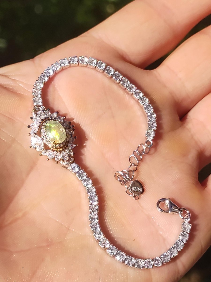 Ethiopian Opal AAA Edelstein Armband 925 Silber Natur opalisierend Heilstein Kristall Rarität Vintage Geschenk Mann Frau Freundin Oma Edel - Art of Nature Berlin