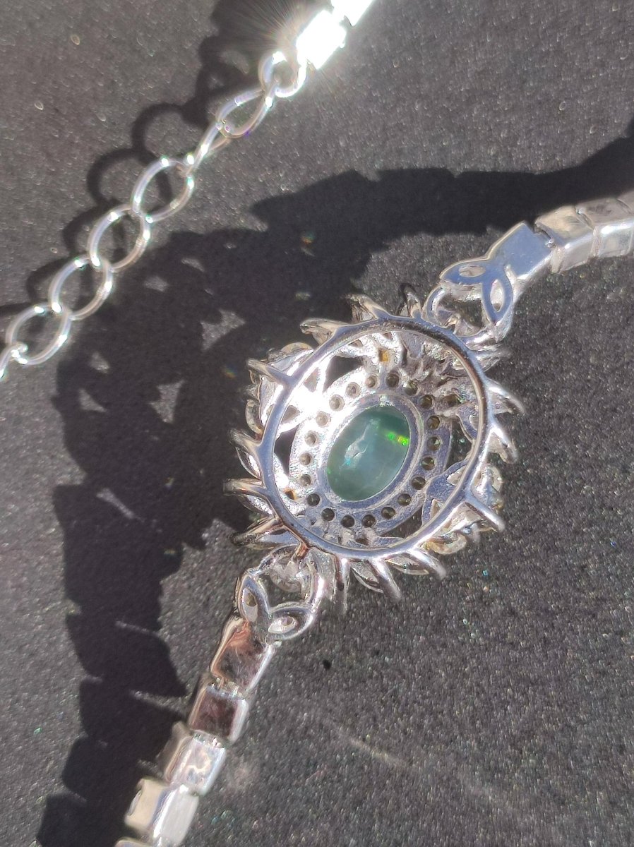 Ethiopian Opal AAA Edelstein Armband 925 Silber Natur opalisierend Heilstein Kristall Rarität Vintage Geschenk Mann Frau Freundin Oma Edel - Art of Nature Berlin