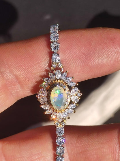 Ethiopian Opal AAA Edelstein Armband 925 Silber Natur opalisierend Heilstein Kristall Rarität Vintage Geschenk Mann Frau Freundin Oma Edel - Art of Nature Berlin