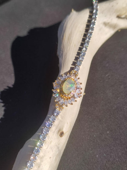Ethiopian Opal AAA Edelstein Armband 925 Silber Natur opalisierend Heilstein Kristall Rarität Vintage Geschenk Mann Frau Freundin Oma Edel - Art of Nature Berlin