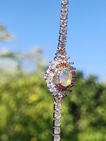 Ethiopian Opal AAA Edelstein Armband 925 Silber Natur opalisierend Heilstein Kristall Rarität Vintage Geschenk Mann Frau Freundin Oma Edel - Art of Nature Berlin