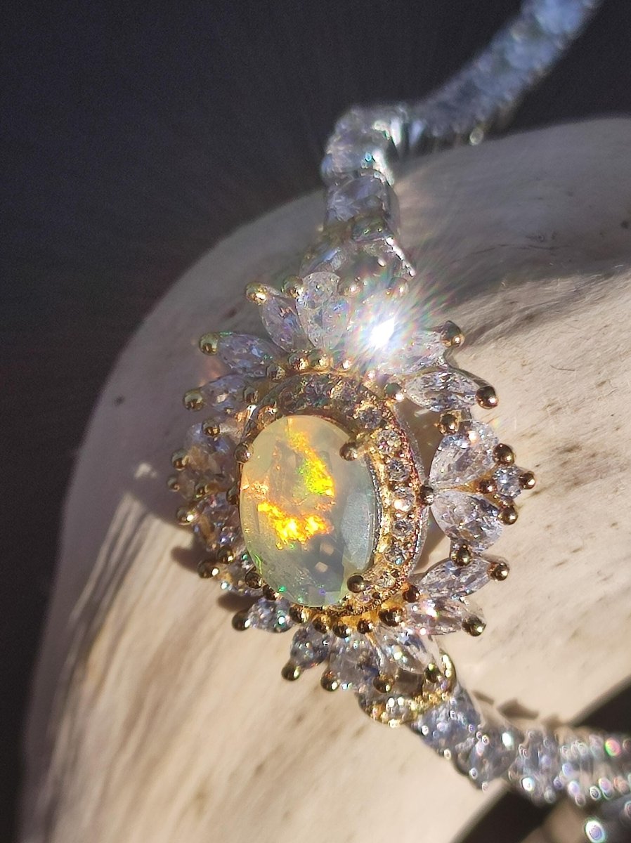 Ethiopian Opal AAA Edelstein Armband 925 Silber Natur opalisierend Heilstein Kristall Rarität Vintage Geschenk Mann Frau Freundin Oma Edel - Art of Nature Berlin