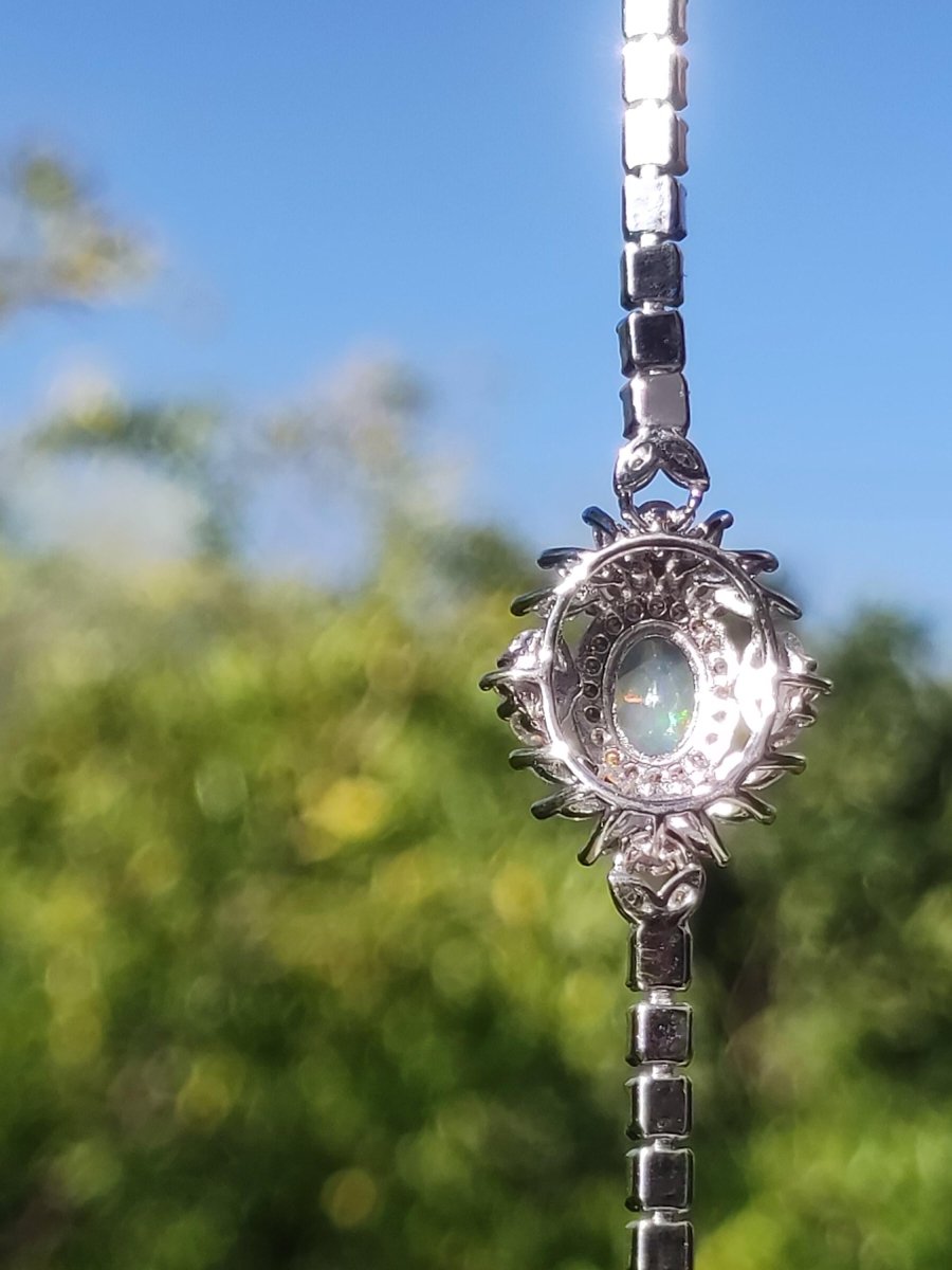 Ethiopian Opal AAA Edelstein Armband 925 Silber Natur opalisierend Heilstein Kristall Rarität Vintage Geschenk Mann Frau Freundin Oma Edel - Art of Nature Berlin