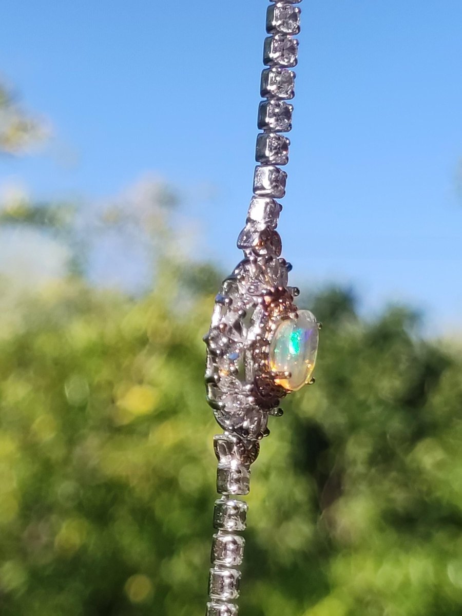 Ethiopian Opal AAA Edelstein Armband 925 Silber Natur opalisierend Heilstein Kristall Rarität Vintage Geschenk Mann Frau Freundin Oma Edel - Art of Nature Berlin
