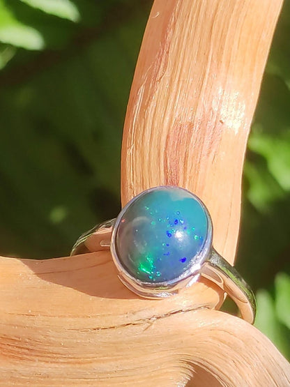 Ethiopian Opal blau AAA - 925 Silber Ring verstellbar - Edelstein Heilstein Energie Kraft Vintage Frau Schmuck Edel Geschenk Sie Frau Mutter - Art of Nature Berlin