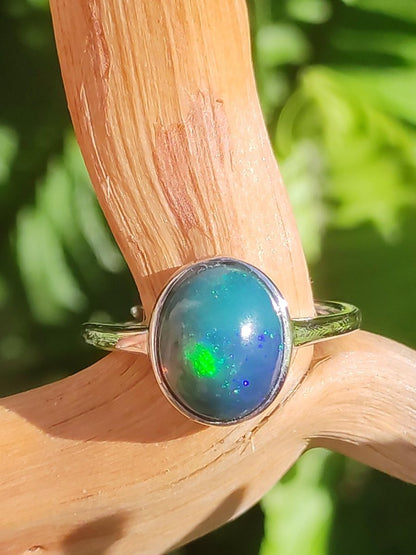 Ethiopian Opal blau AAA - 925 Silber Ring verstellbar - Edelstein Heilstein Energie Kraft Vintage Frau Schmuck Edel Geschenk Sie Frau Mutter - Art of Nature Berlin