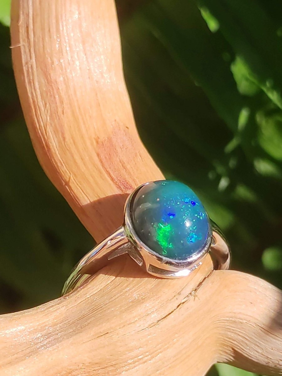 Ethiopian Opal blau AAA - 925 Silber Ring verstellbar - Edelstein Heilstein Energie Kraft Vintage Frau Schmuck Edel Geschenk Sie Frau Mutter - Art of Nature Berlin