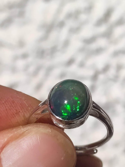 Ethiopian Opal blau AAA - 925 Silber Ring verstellbar - Edelstein Heilstein Energie Kraft Vintage Frau Schmuck Edel Geschenk Sie Frau Mutter - Art of Nature Berlin