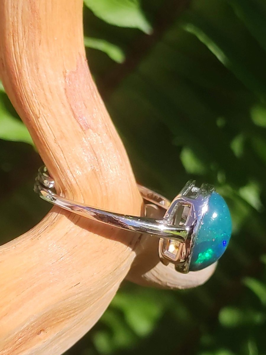 Ethiopian Opal blau AAA - 925 Silber Ring verstellbar - Edelstein Heilstein Energie Kraft Vintage Frau Schmuck Edel Geschenk Sie Frau Mutter - Art of Nature Berlin