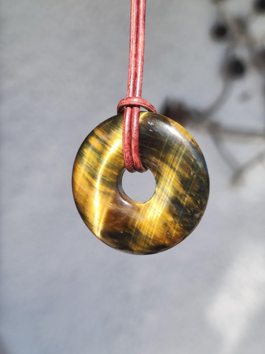 Falkenauge / Tigerauge AAA ~ Edelstein Kette ~HIPPIE ~GOA ~Boho ~Tibet ~Ethno ~Nature ~Donut ~Schutzsymbol ~Heilstein - Art of Nature Berlin