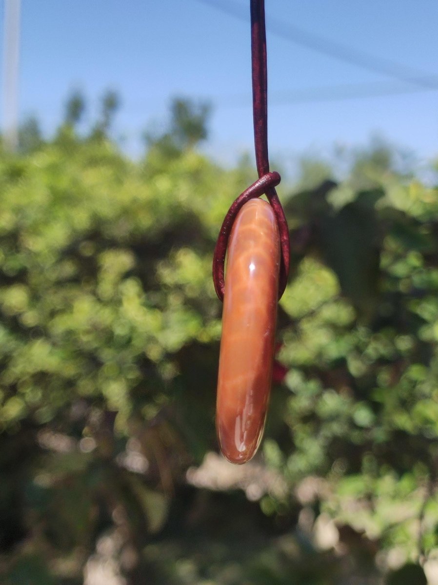 Feuerachat ~ Donut 40mm Edelstein Kette rot Natur HIPPIE GOA Boho Heilstein Kristalle Schmuck Anhänger Mann Frau Kind Geschenk Er Sie - Art of Nature Berlin