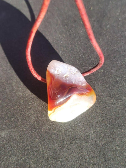 Feuerachat *Mexiko* - Edelstein Kette Heilstein Schutzsymbol Mann Frau Glück HIPPIE GOA Boho Tibet Ethno Natur Rarität Geschenk - Art of Nature Berlin