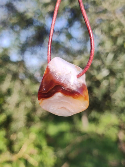 Feuerachat *Mexiko* - Edelstein Kette Heilstein Schutzsymbol Mann Frau Glück HIPPIE GOA Boho Tibet Ethno Natur Rarität Geschenk - Art of Nature Berlin