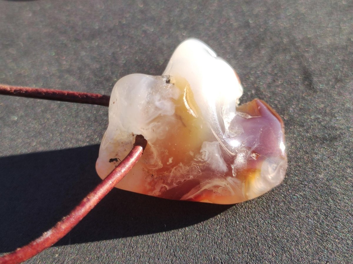 Feuerachat *Mexiko* - Edelstein Kette Heilstein Schutzsymbol Mann Frau Glück HIPPIE GOA Boho Tibet Ethno Natur Rarität Geschenk - Art of Nature Berlin