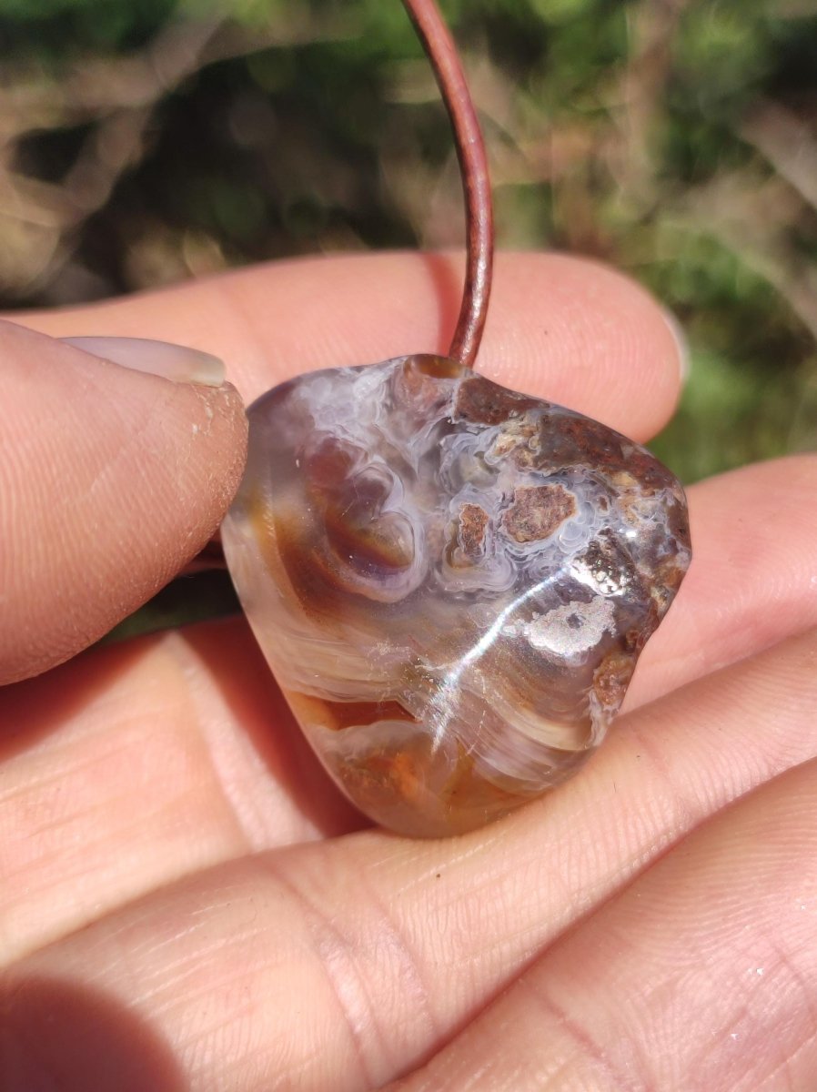 Feuerachat *Mexiko* - Edelstein Kette Heilstein Schutzsymbol Mann Frau Glück HIPPIE GOA Boho Tibet Ethno Natur Rarität Geschenk - Art of Nature Berlin