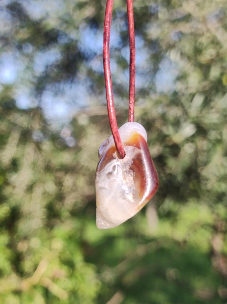 Feuerachat *Mexiko* - Edelstein Kette Heilstein Schutzsymbol Mann Frau Glück HIPPIE GOA Boho Tibet Ethno Natur Rarität Geschenk - Art of Nature Berlin