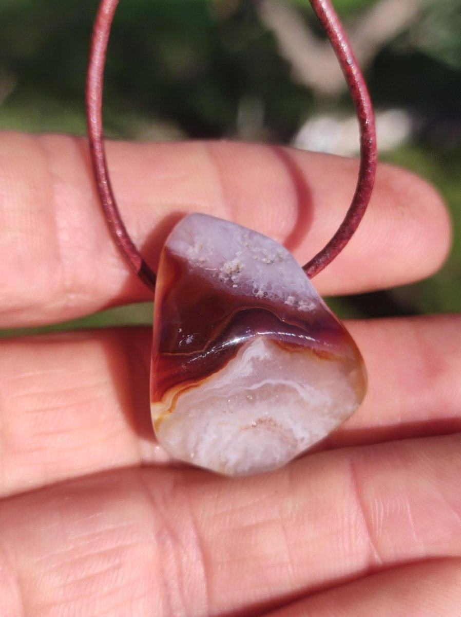 Feuerachat *Mexiko* - Edelstein Kette Heilstein Schutzsymbol Mann Frau Glück HIPPIE GOA Boho Tibet Ethno Natur Rarität Geschenk - Art of Nature Berlin