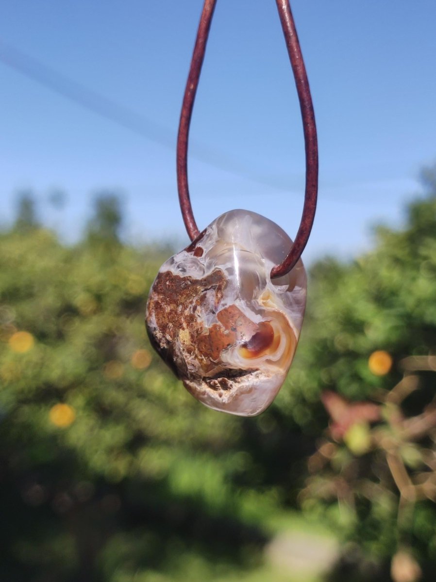 Feuerachat *Mexiko* - Edelstein Kette Heilstein Schutzsymbol Mann Frau Glück HIPPIE GOA Boho Tibet Ethno Natur Rarität Geschenk - Art of Nature Berlin