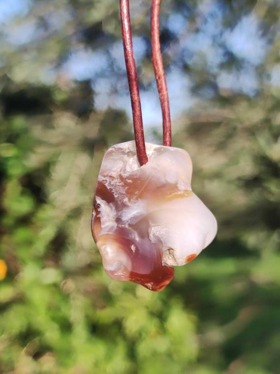 Feuerachat *Mexiko* - Edelstein Kette Heilstein Schutzsymbol Mann Frau Glück HIPPIE GOA Boho Tibet Ethno Natur Rarität Geschenk - Art of Nature Berlin