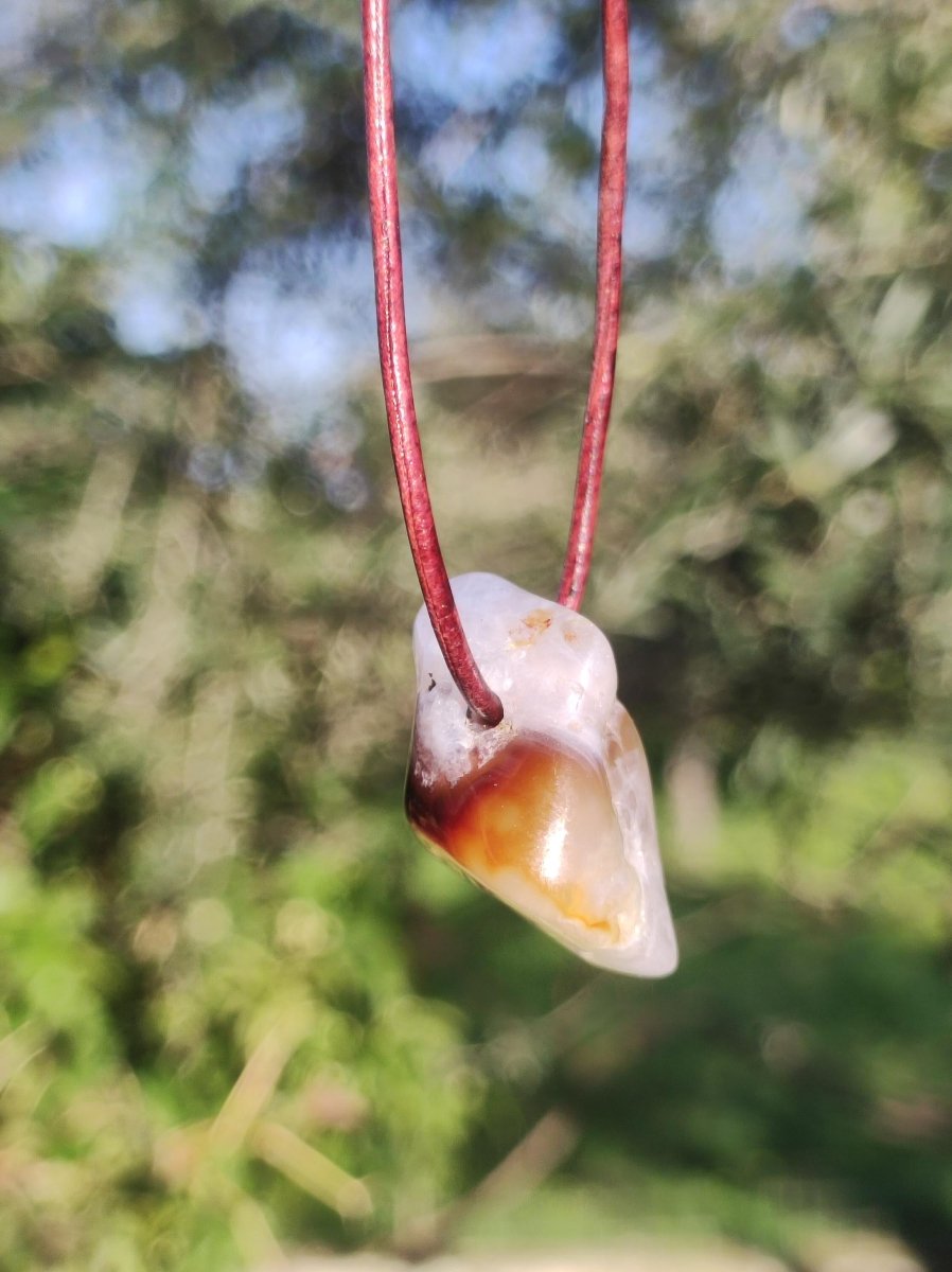 Feuerachat *Mexiko* - Edelstein Kette Heilstein Schutzsymbol Mann Frau Glück HIPPIE GOA Boho Tibet Ethno Natur Rarität Geschenk - Art of Nature Berlin