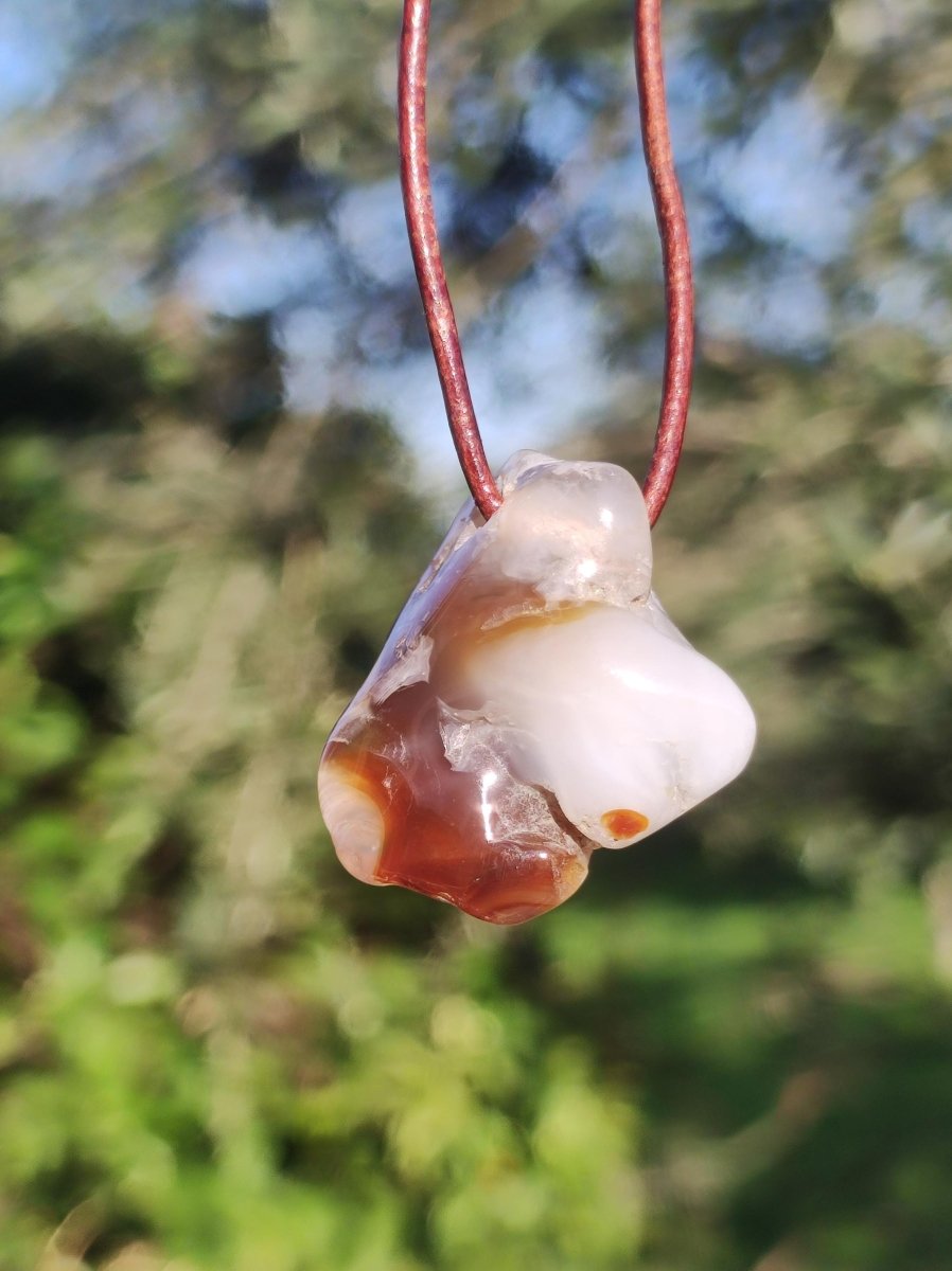 Feuerachat *Mexiko* - Edelstein Kette Heilstein Schutzsymbol Mann Frau Glück HIPPIE GOA Boho Tibet Ethno Natur Rarität Geschenk - Art of Nature Berlin