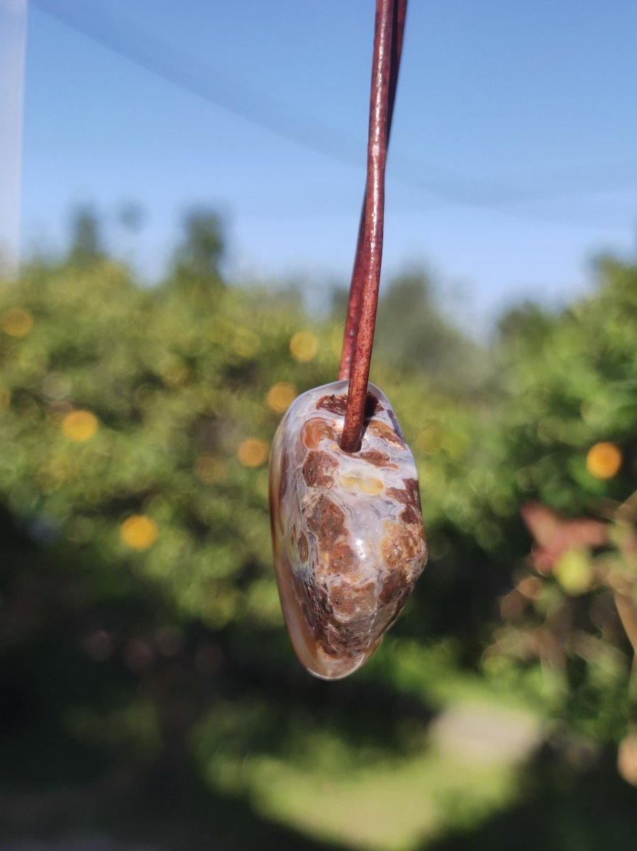 Feuerachat *Mexiko* - Edelstein Kette Heilstein Schutzsymbol Mann Frau Glück HIPPIE GOA Boho Tibet Ethno Natur Rarität Geschenk - Art of Nature Berlin