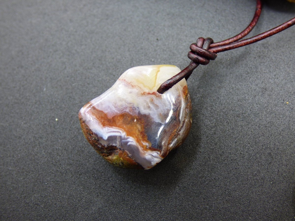 Feuerachat Mexiko ~ Edelstein Kette HIPPIE GOA Boho Ethno Natur Heilstein Rarität Kristalle Schmuck Anhänger braun Natur Stein Geschenk - Art of Nature Berlin