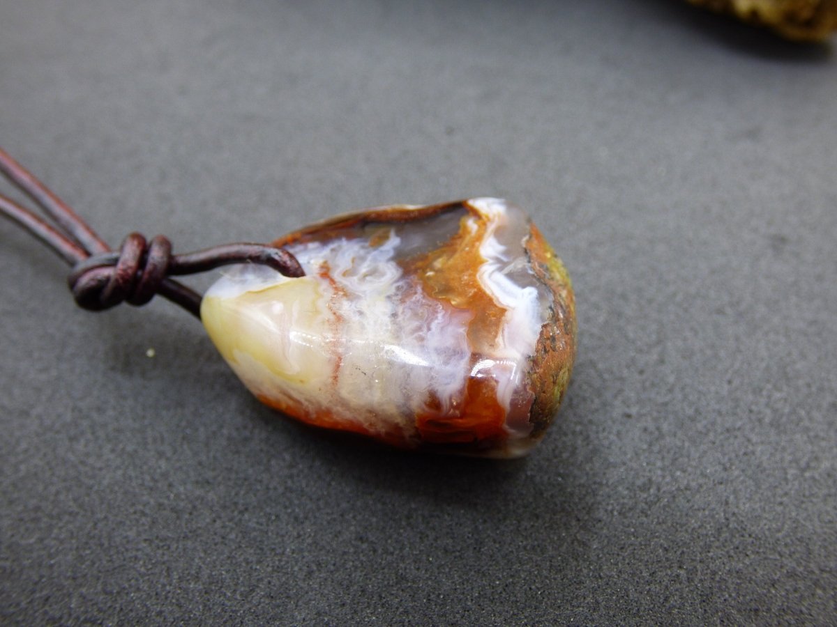 Feuerachat Mexiko ~ Edelstein Kette HIPPIE GOA Boho Ethno Natur Heilstein Rarität Kristalle Schmuck Anhänger braun Natur Stein Geschenk - Art of Nature Berlin